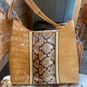 Designer Brahmin leather and snakeskin purse